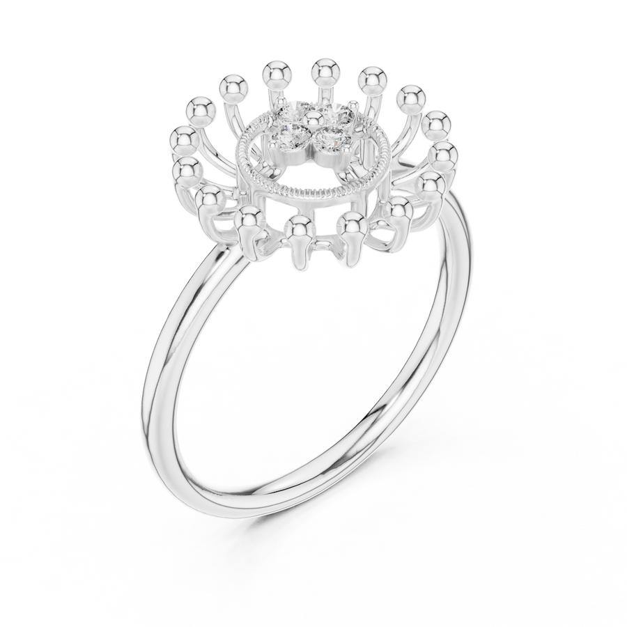 Marivelle Floral Halo Diamond Ring