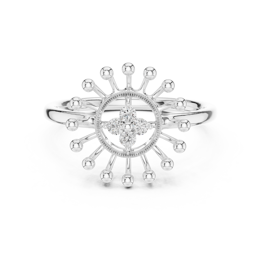 Marivelle Floral Halo Diamond Ring