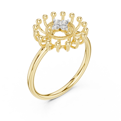 Marivelle Floral Halo Diamond Ring