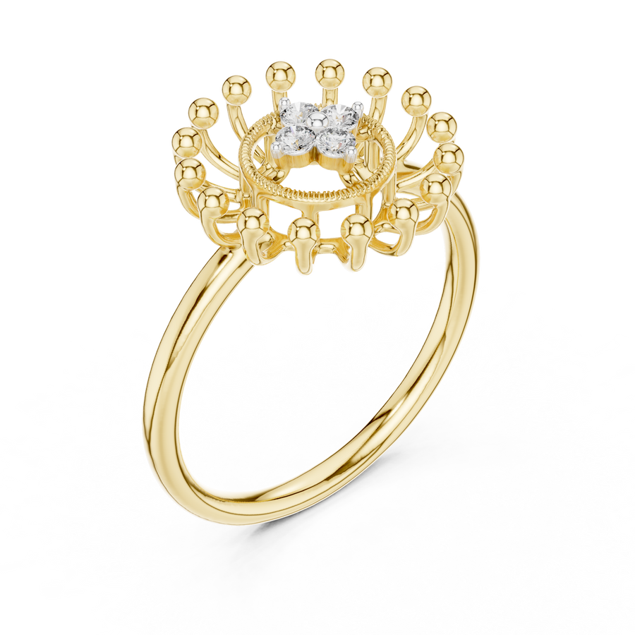 Marivelle Floral Halo Diamond Ring