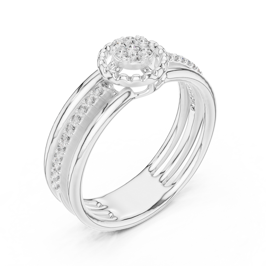 Celestienne Round Cluster Pavé  Diamond Ring