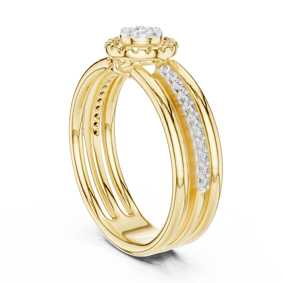 Celestienne Round Cluster Pavé  Diamond Ring