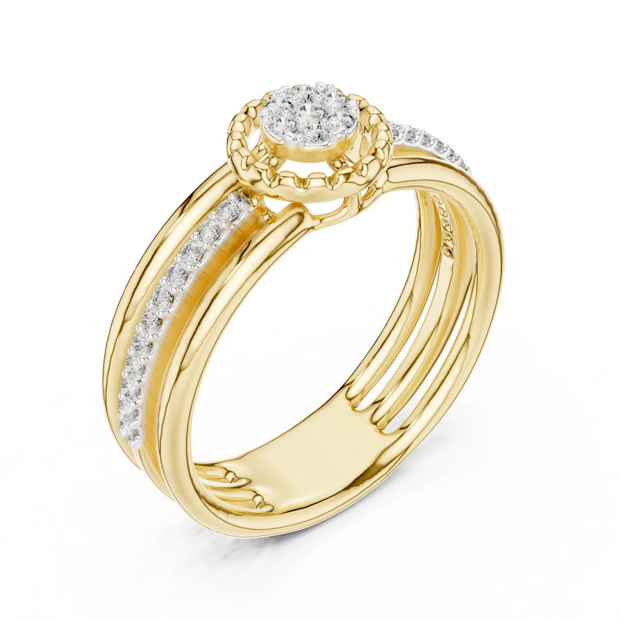 Celestienne Round Cluster Pavé  Diamond Ring