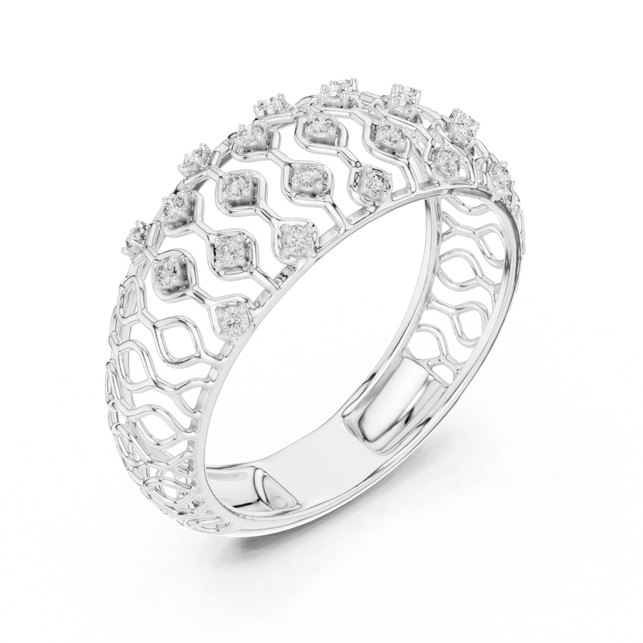 Calverienne Openwork Lattice Diamond Ring