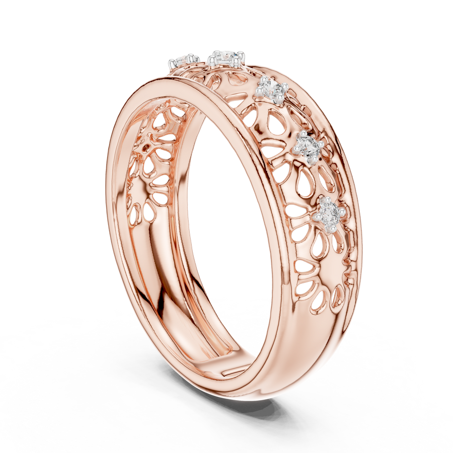 Lysavelle Floral Lattice Diamond Ring