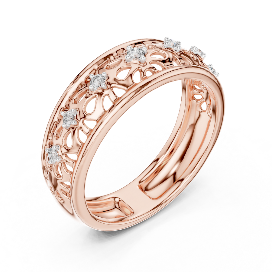 Lysavelle Floral Lattice Diamond Ring