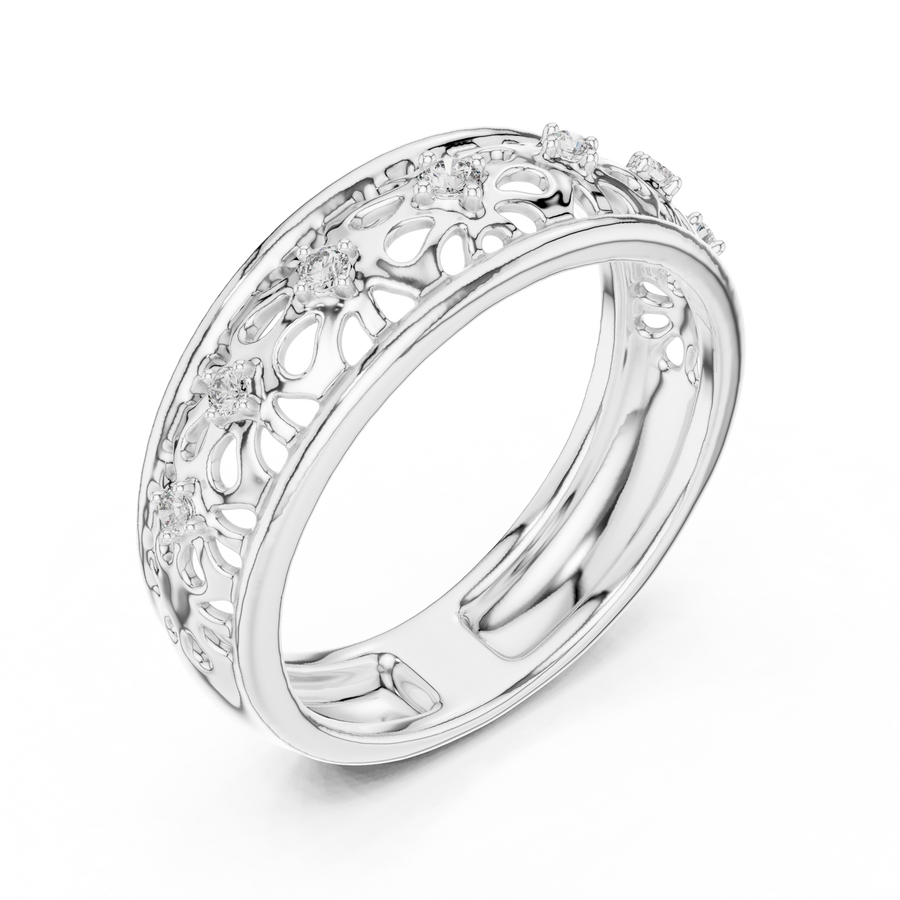 Lysavelle Floral Lattice Diamond Ring
