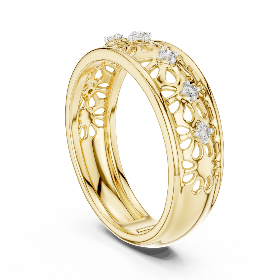 Lysavelle Floral Lattice Diamond Ring