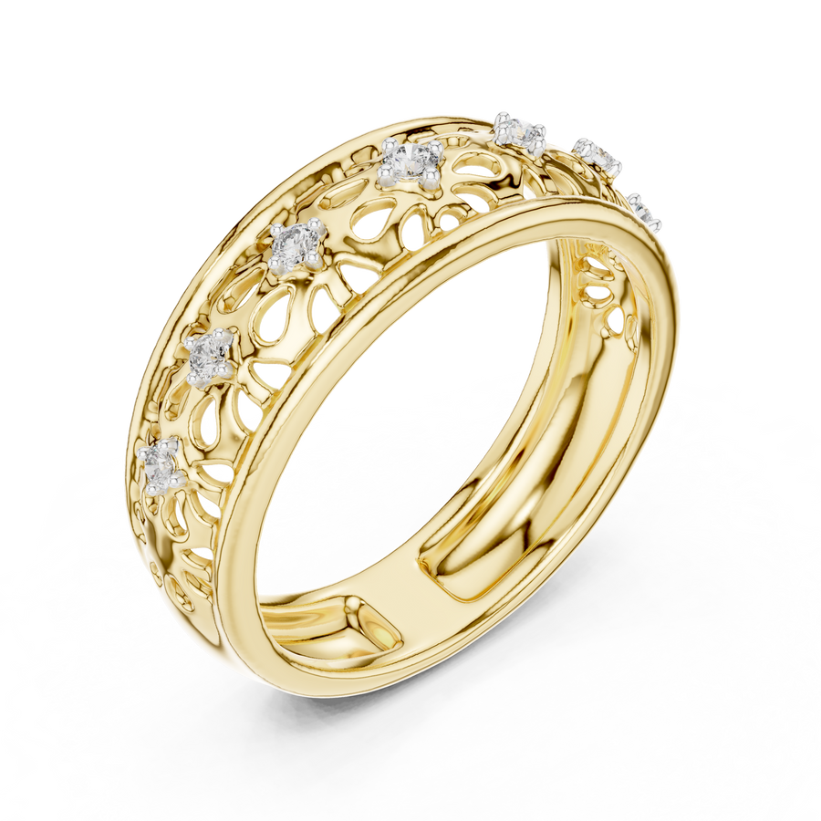 Lysavelle Floral Lattice Diamond Ring