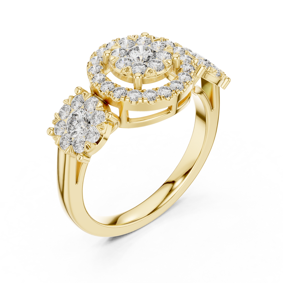 Avelisse Round Halo Cluster Diamond Ring