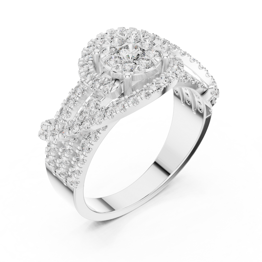 Varellienne Triple-Stone Pavé  Diamond Ring
