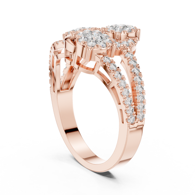 Lysavienne Clustered Three-Stone Pavé Diamond Ring