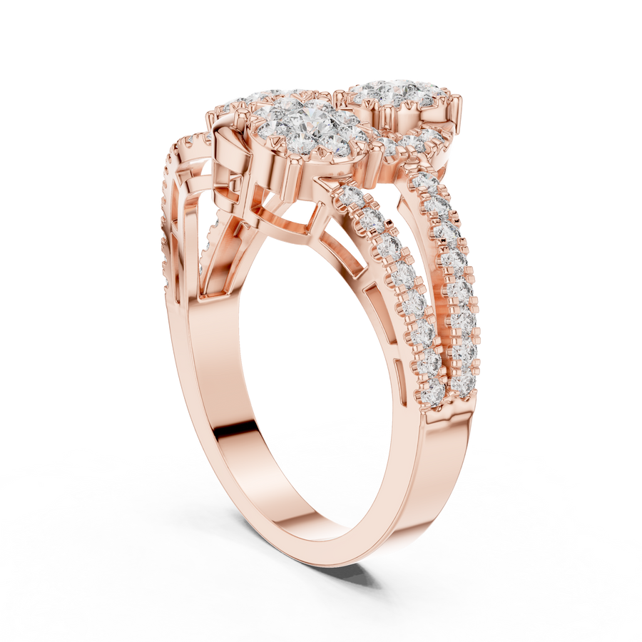 Lysavienne Clustered Three-Stone Pavé Diamond Ring