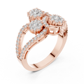 Lysavienne Clustered Three-Stone Pavé Diamond Ring