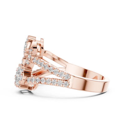Lysavienne Clustered Three-Stone Pavé Diamond Ring