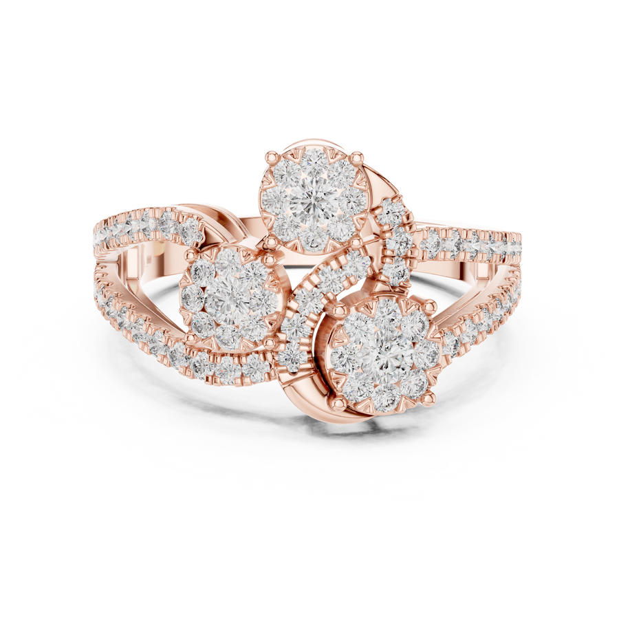 Lysavienne Clustered Three-Stone Pavé Diamond Ring