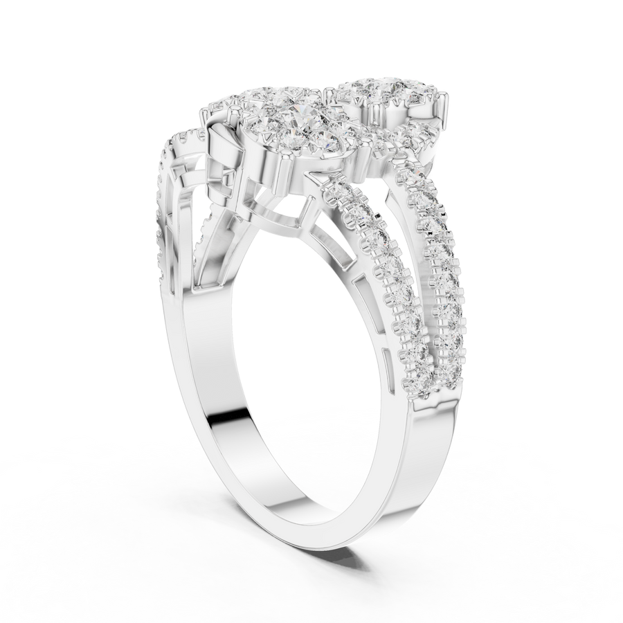 Lysavienne Clustered Three-Stone Pavé Diamond Ring