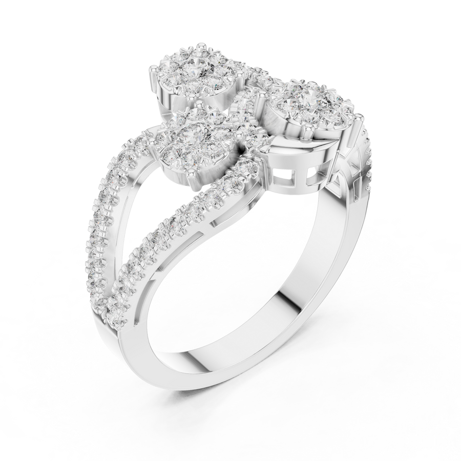 Lysavienne Clustered Three-Stone Pavé Diamond Ring