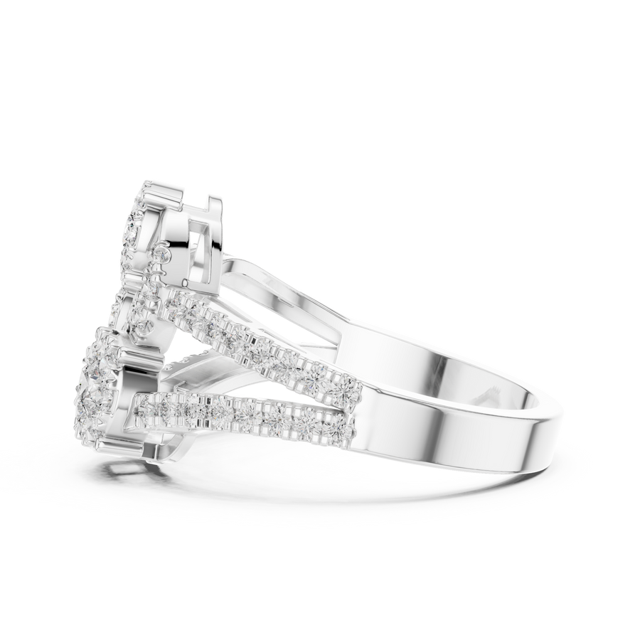 Lysavienne Clustered Three-Stone Pavé Diamond Ring