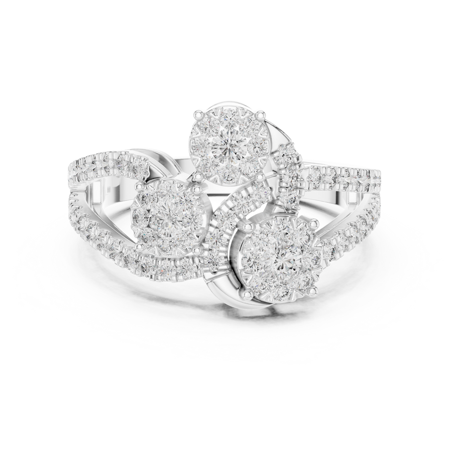 Lysavienne Clustered Three-Stone Pavé Diamond Ring