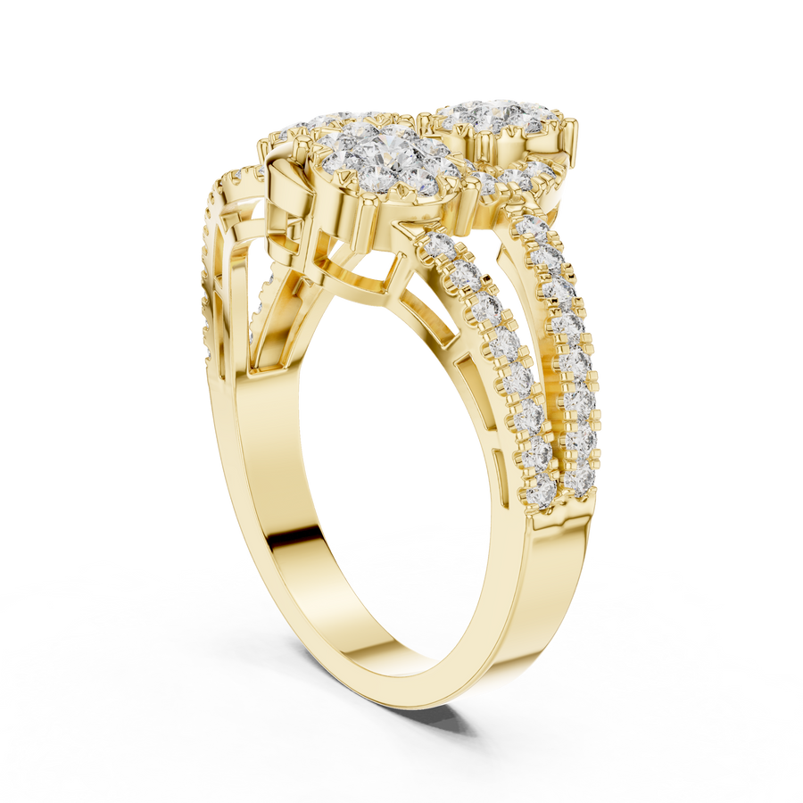 Lysavienne Clustered Three-Stone Pavé Diamond Ring