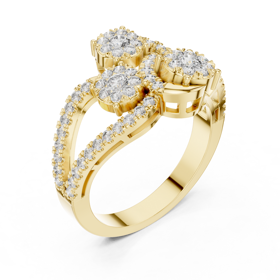 Lysavienne Clustered Three-Stone Pavé Diamond Ring
