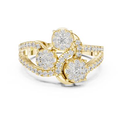 Lysavienne Clustered Three-Stone Pavé Diamond Ring