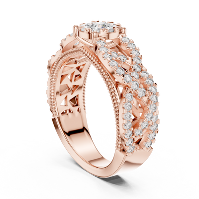 Celestienne Pavé Halo Diamond Ring