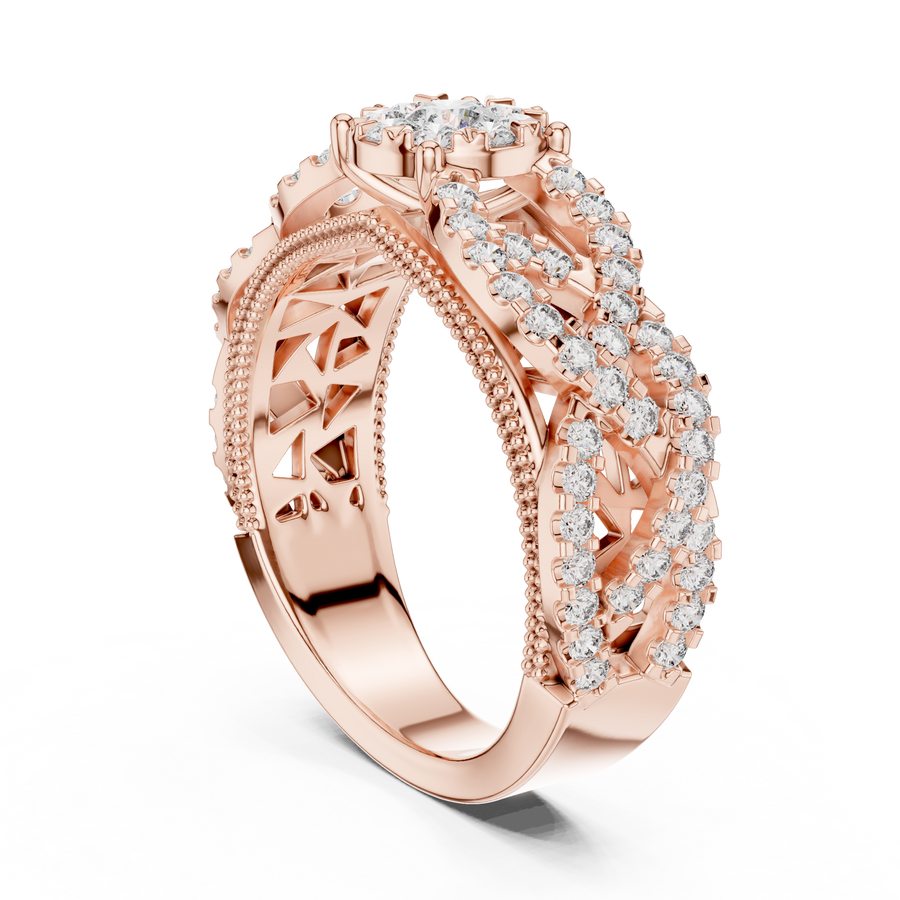 Celestienne Pavé Halo Diamond Ring