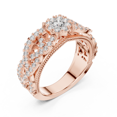 Celestienne Pavé Halo Diamond Ring