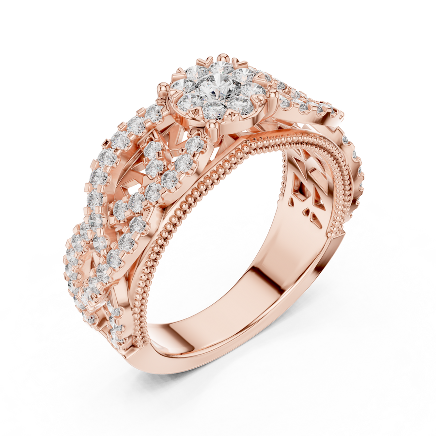 Celestienne Pavé Halo Diamond Ring