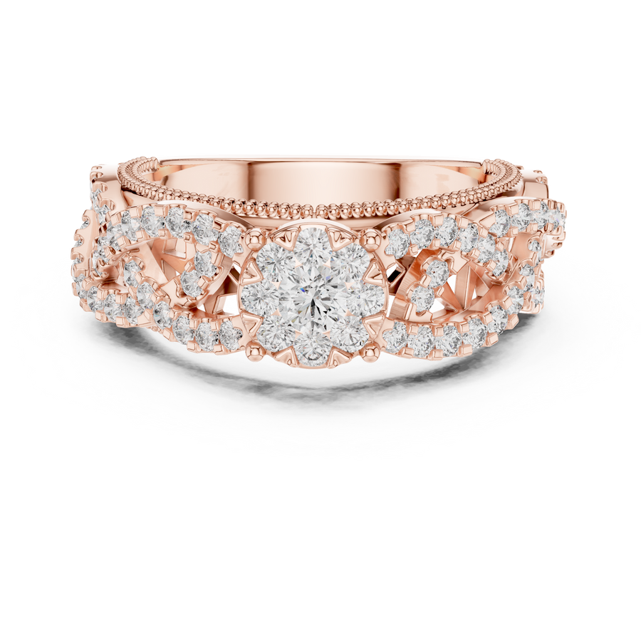 Celestienne Pavé Halo Diamond Ring