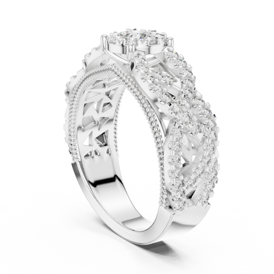 Celestienne Pavé Halo Diamond Ring