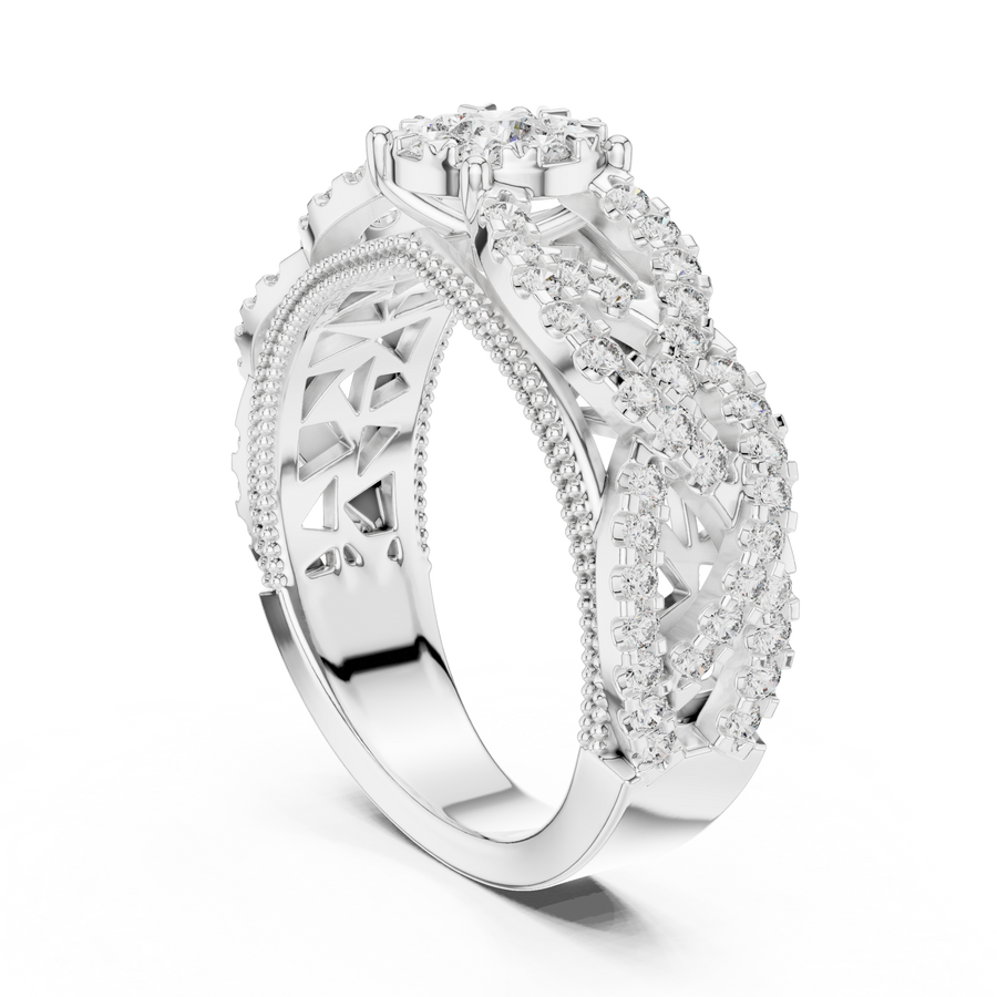 Celestienne Pavé Halo Diamond Ring