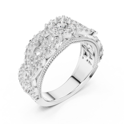 Celestienne Pavé Halo Diamond Ring