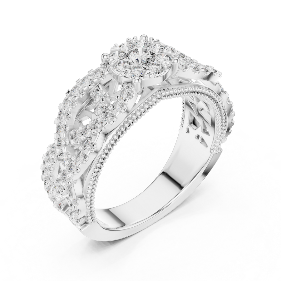 Celestienne Pavé Halo Diamond Ring
