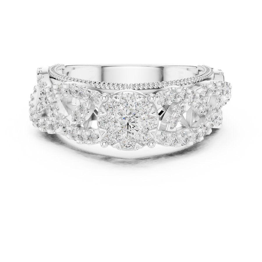 Celestienne Pavé Halo Diamond Ring