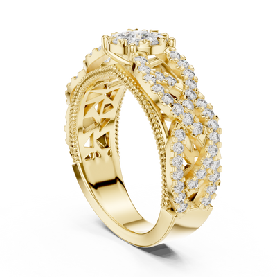 Celestienne Pavé Halo Diamond Ring