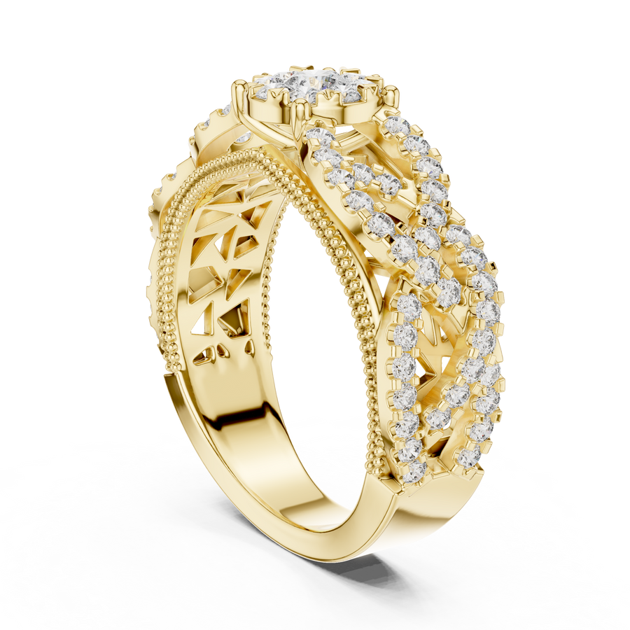 Celestienne Pavé Halo Diamond Ring