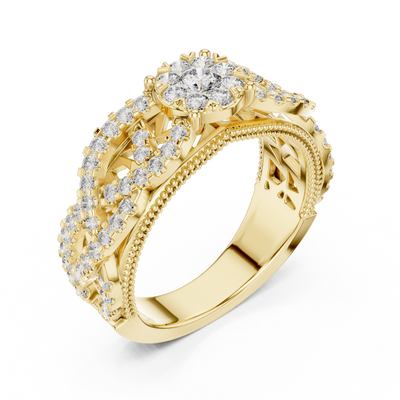 Celestienne Pavé Halo Diamond Ring