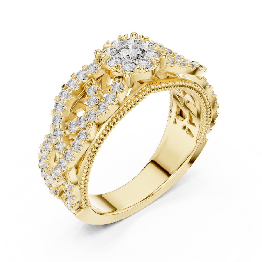 Celestienne Pavé Halo Diamond Ring