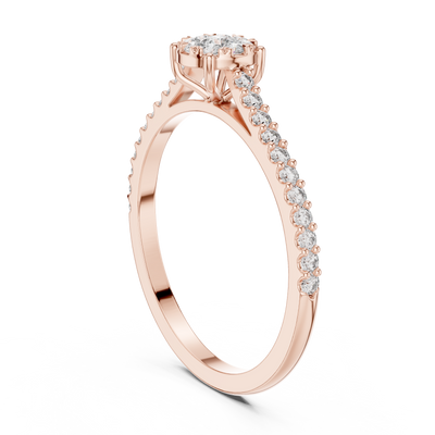 Elarienne Classic Solitaire Pavé Diamond Ring