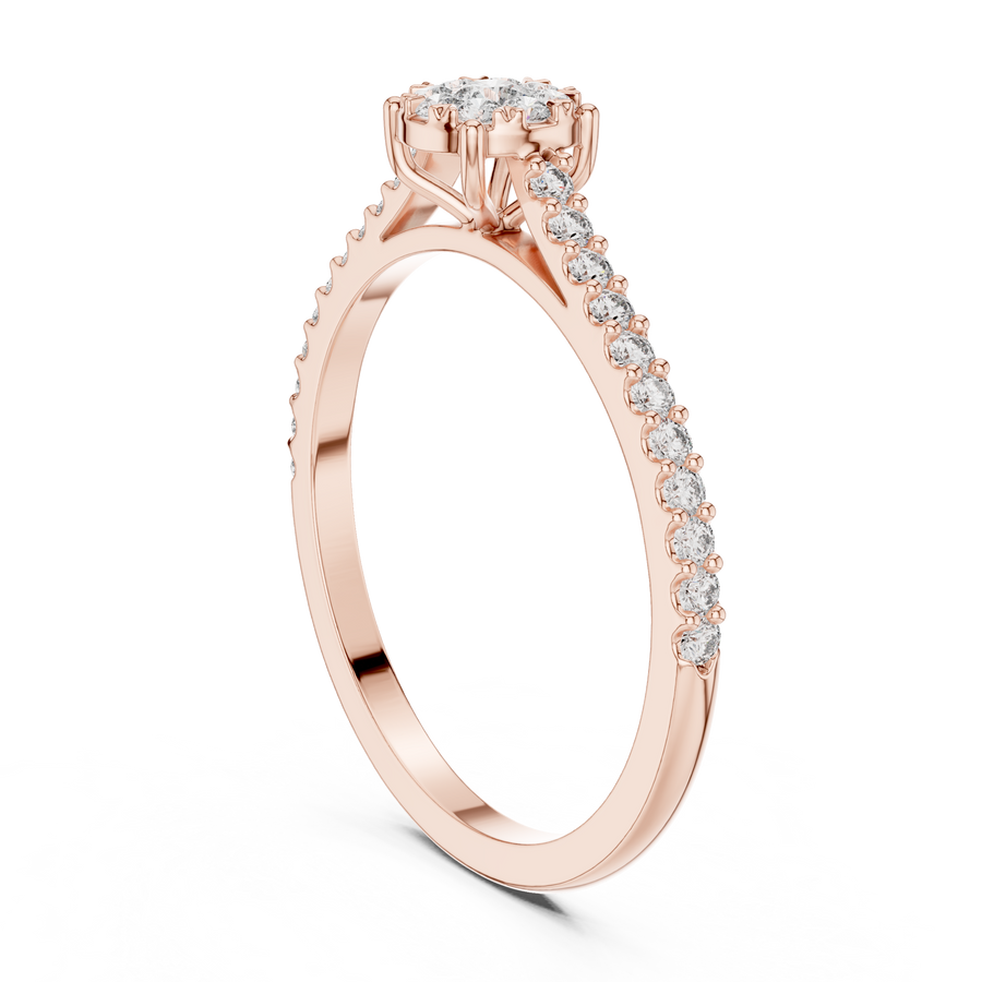 Elarienne Classic Solitaire Pavé Diamond Ring