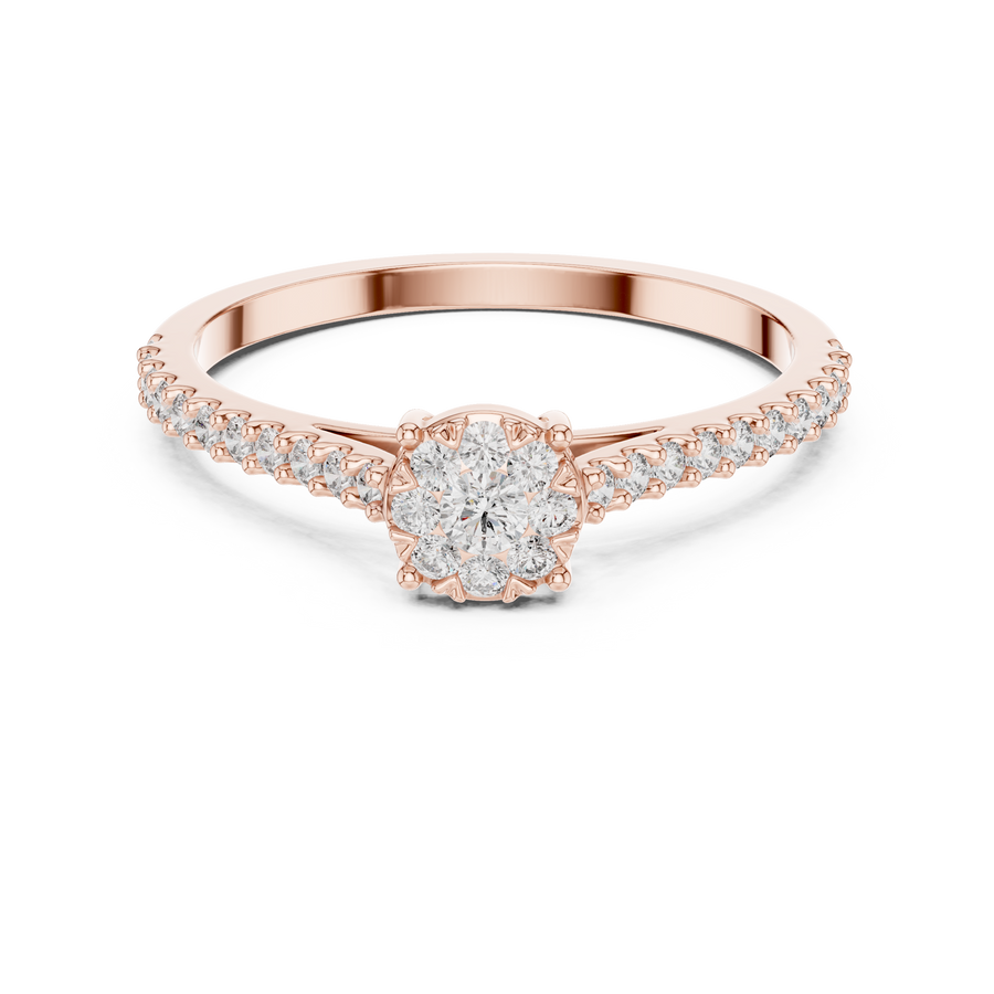 Elarienne Classic Solitaire Pavé Diamond Ring