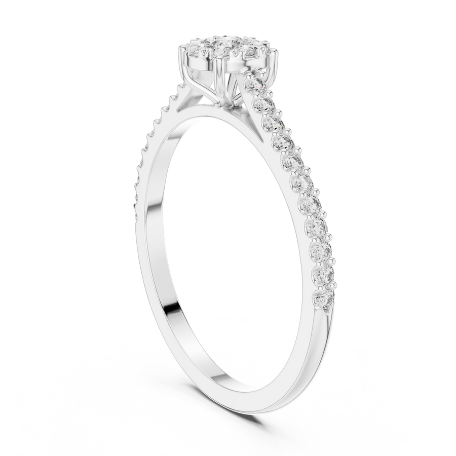 Elarienne Classic Solitaire Pavé Diamond Ring