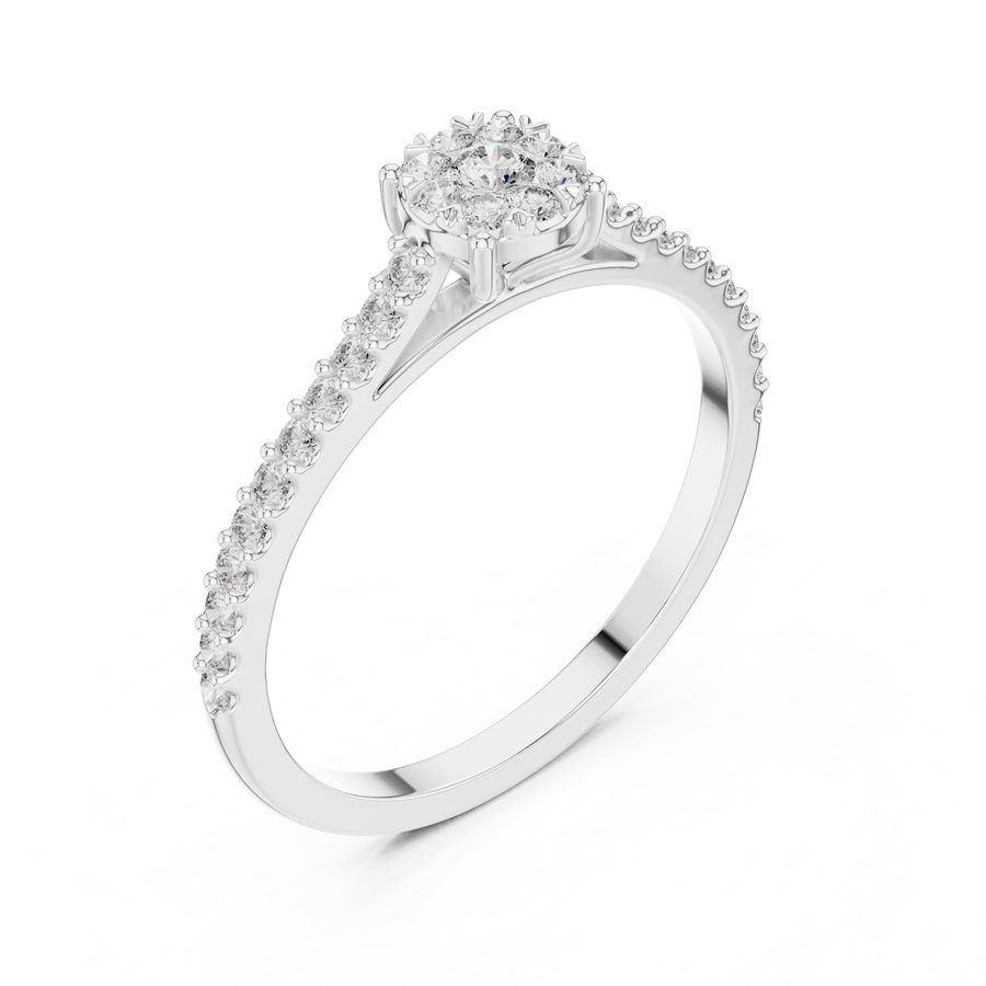 Elarienne Classic Solitaire Pavé Diamond Ring