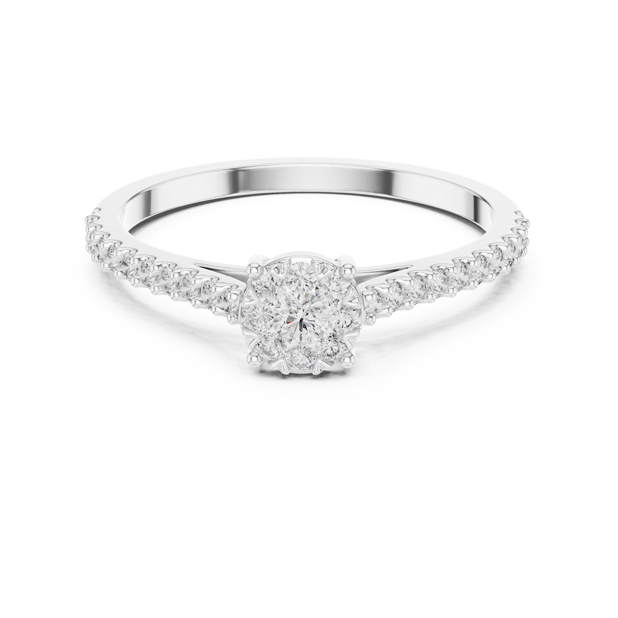 Elarienne Classic Solitaire Pavé Diamond Ring
