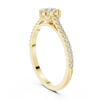 Elarienne Classic Solitaire Pavé Diamond Ring