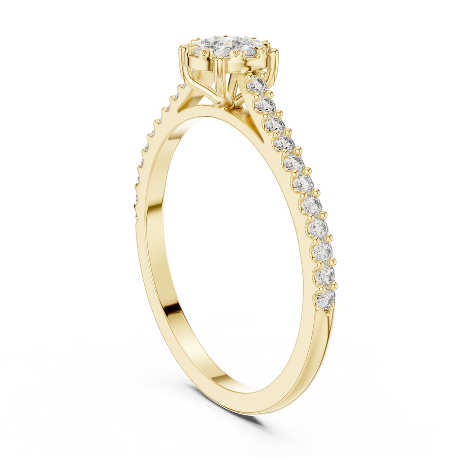 Elarienne Classic Solitaire Pavé Diamond Ring