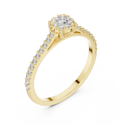 Elarienne Classic Solitaire Pavé Diamond Ring